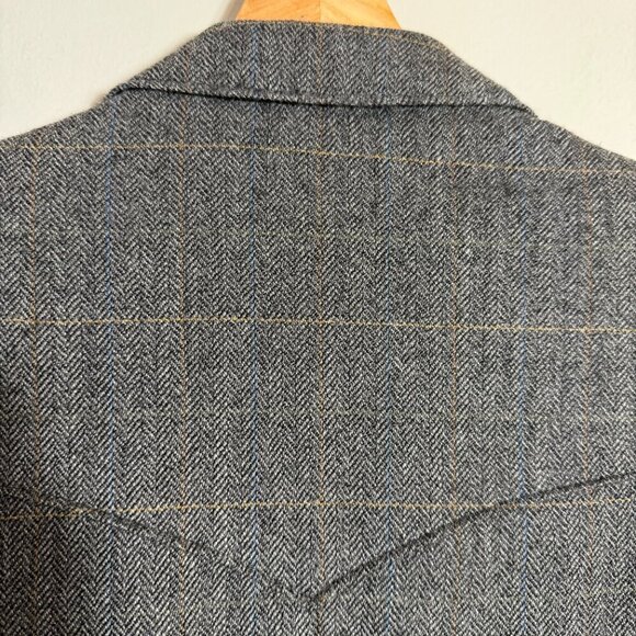 Circle S Western Plaid Wool Sport Coat Dinner Jacket Blazer Men 44R Brown Cowboy - Picture 11 of 14